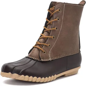 DKSUKO Women's Duck Boots witth Zipper Waterproof Winter Boots Snow Boots for Women Rain Boots for Cold Weather