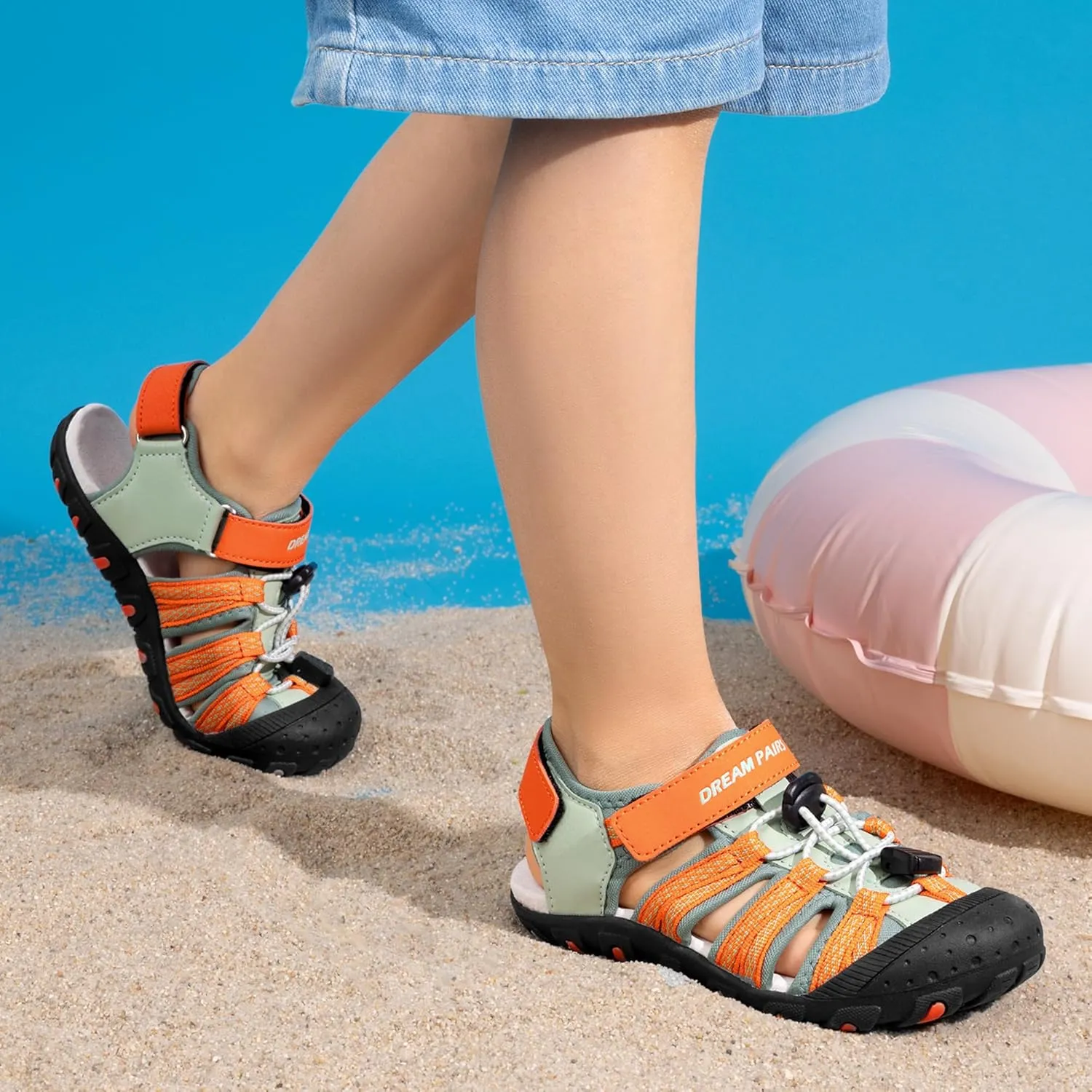 DREAM PAIRS Boys Girls Summer Outdoor Athletic Sport Sandals Hiking Beach Casual Closed Toe Adjustable Multicolor for Toddler/Little/Big Kids