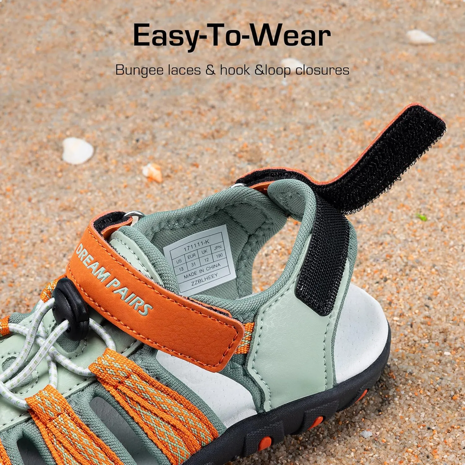 DREAM PAIRS Boys Girls Summer Outdoor Athletic Sport Sandals Hiking Beach Casual Closed Toe Adjustable Multicolor for Toddler/Little/Big Kids