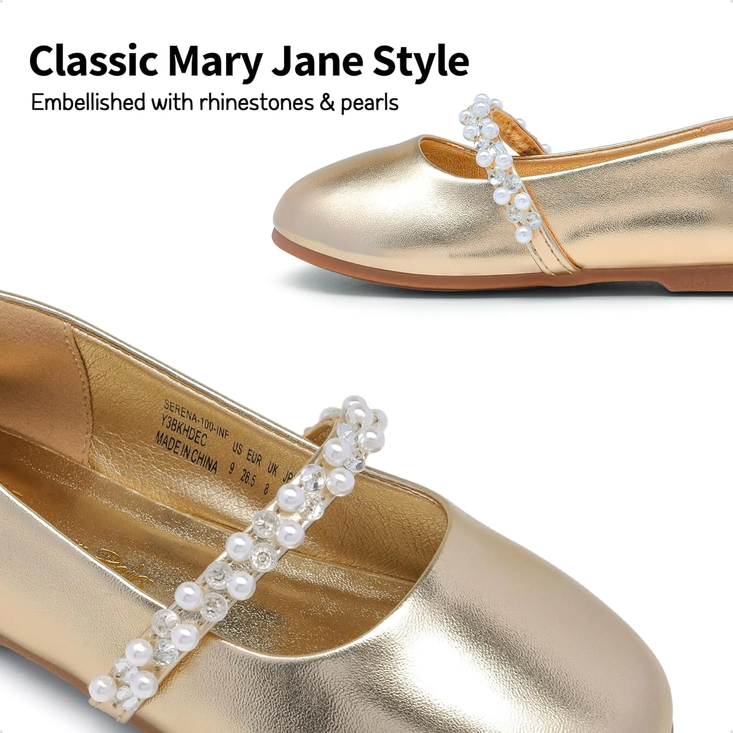 DREAM PAIRS Girls Mary Jane Dress Shoes Ballerina Flats for Wedding, Party (Toddler/Little Kid/Big Kid)
