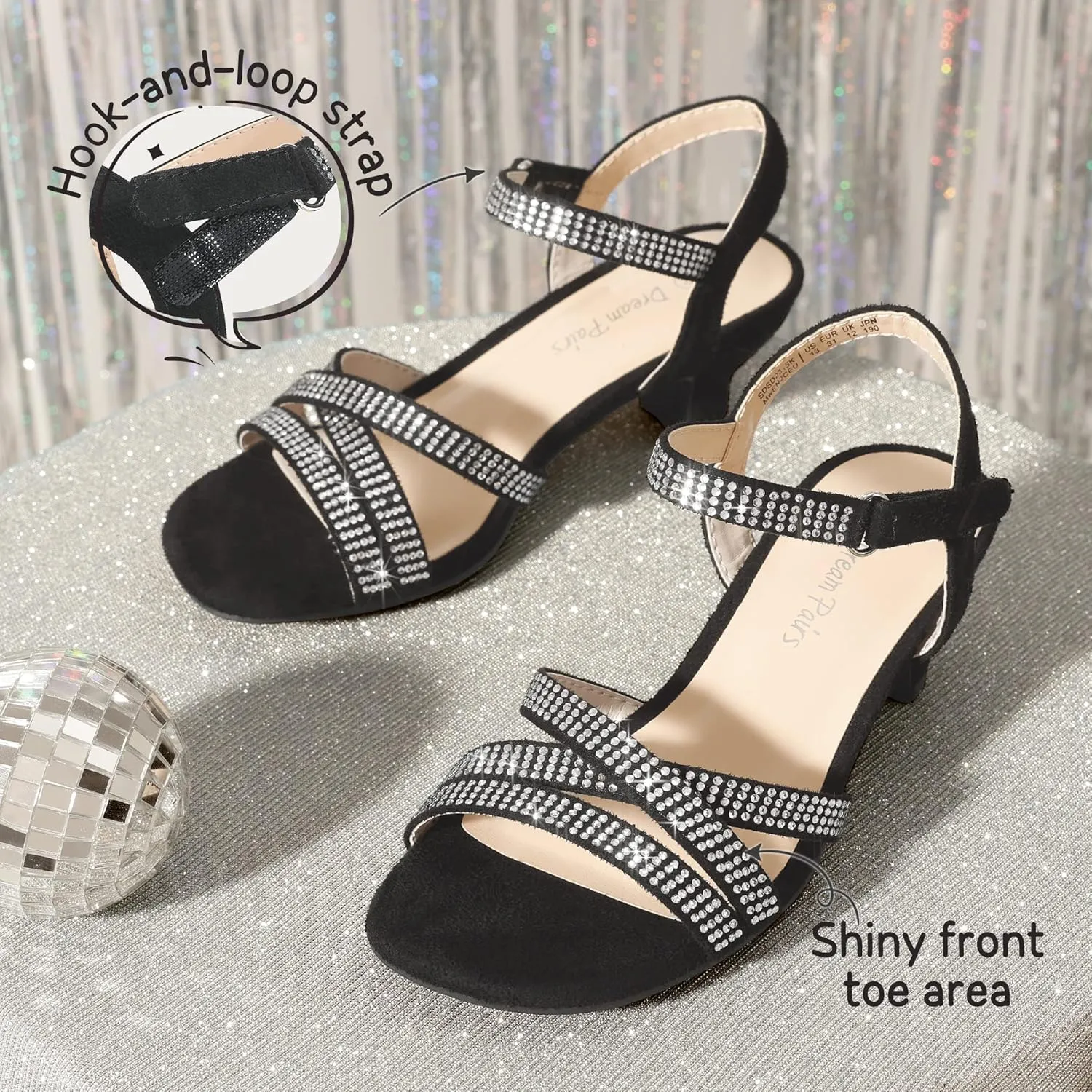 DREAM PAIRS Girls Sandals Low Heel Dress Open Toe Sandals Flower Wedding Party for Little Kid/Big Kid