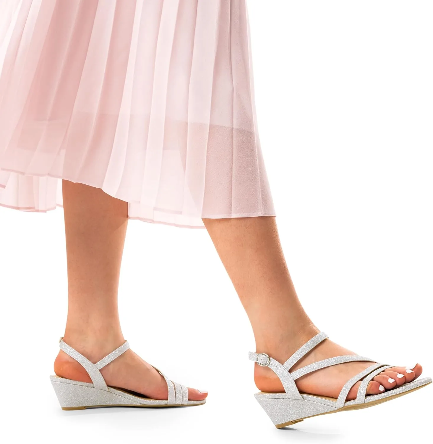 DREAM PAIRS Strappy Wrapped Dressy Wedge Sandals, Comfortable Ankle Strap Open Toe Evening Dress Wedding Dance Summer Shoes