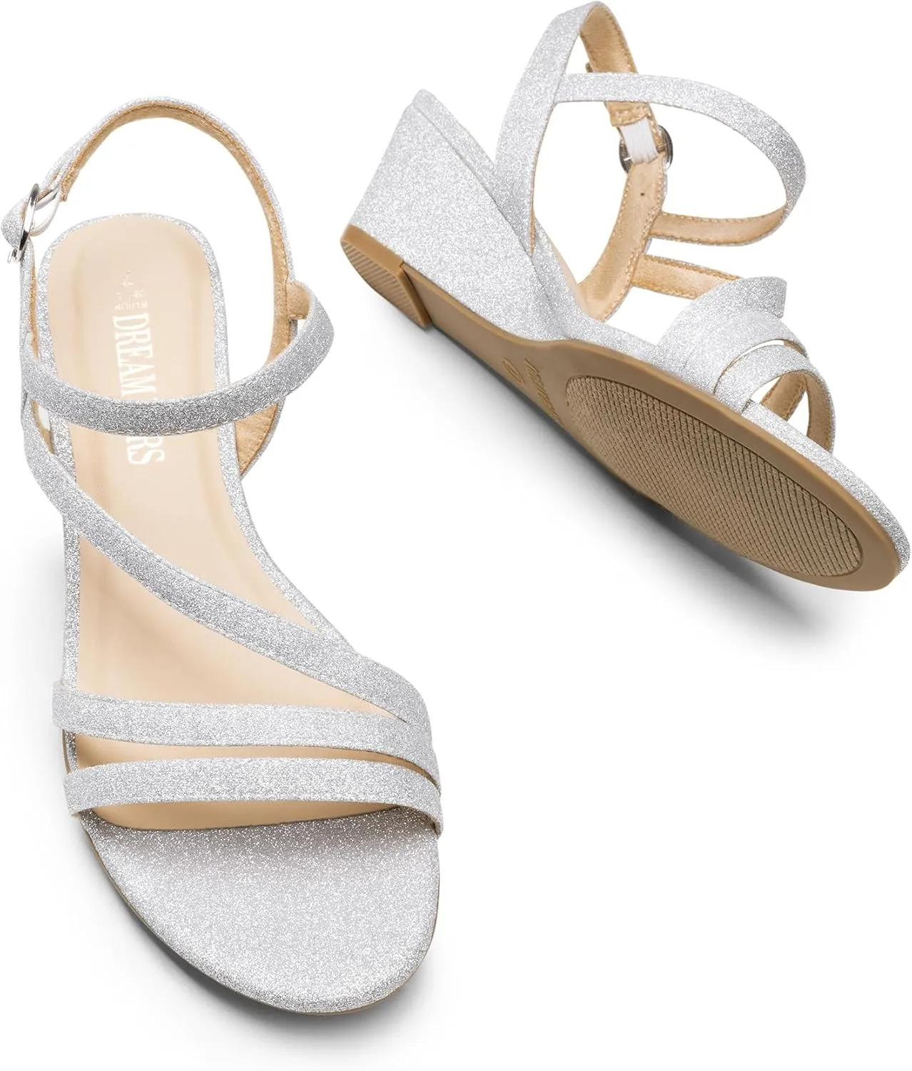 DREAM PAIRS Strappy Wrapped Dressy Wedge Sandals, Comfortable Ankle Strap Open Toe Evening Dress Wedding Dance Summer Shoes