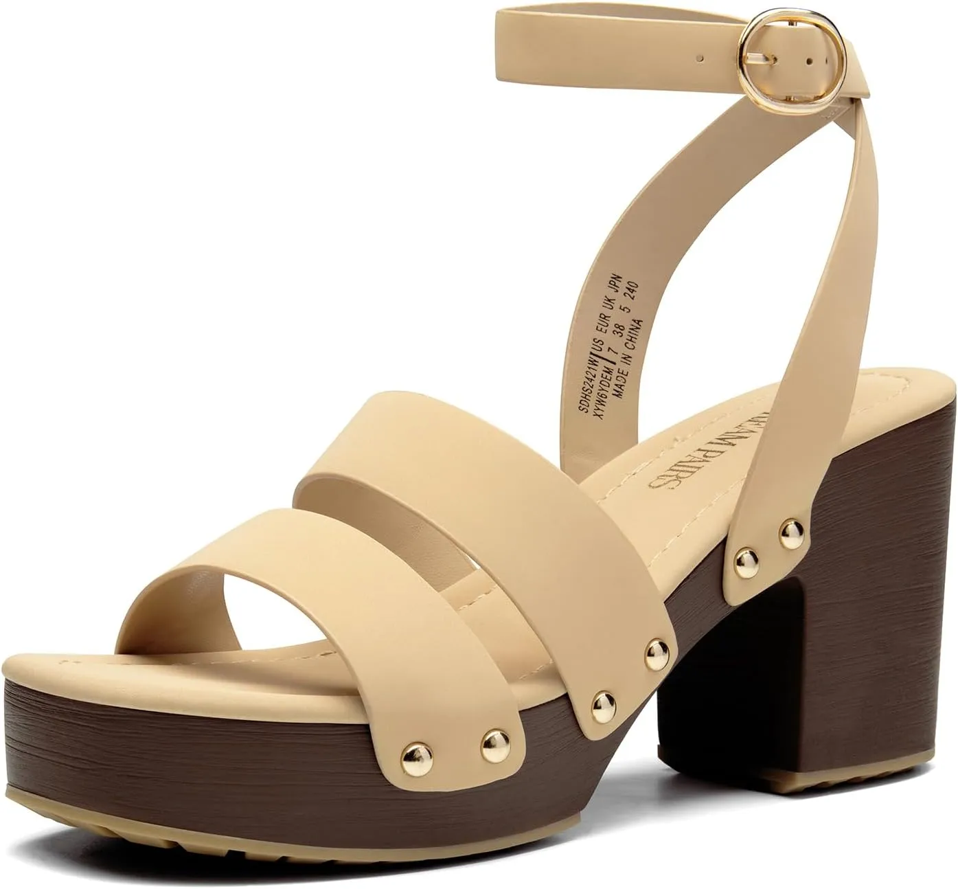 DREAM PAIRS Women's Chunky Platform Ankle Multi Strappy Heels Round Open Toe Summer Sandals