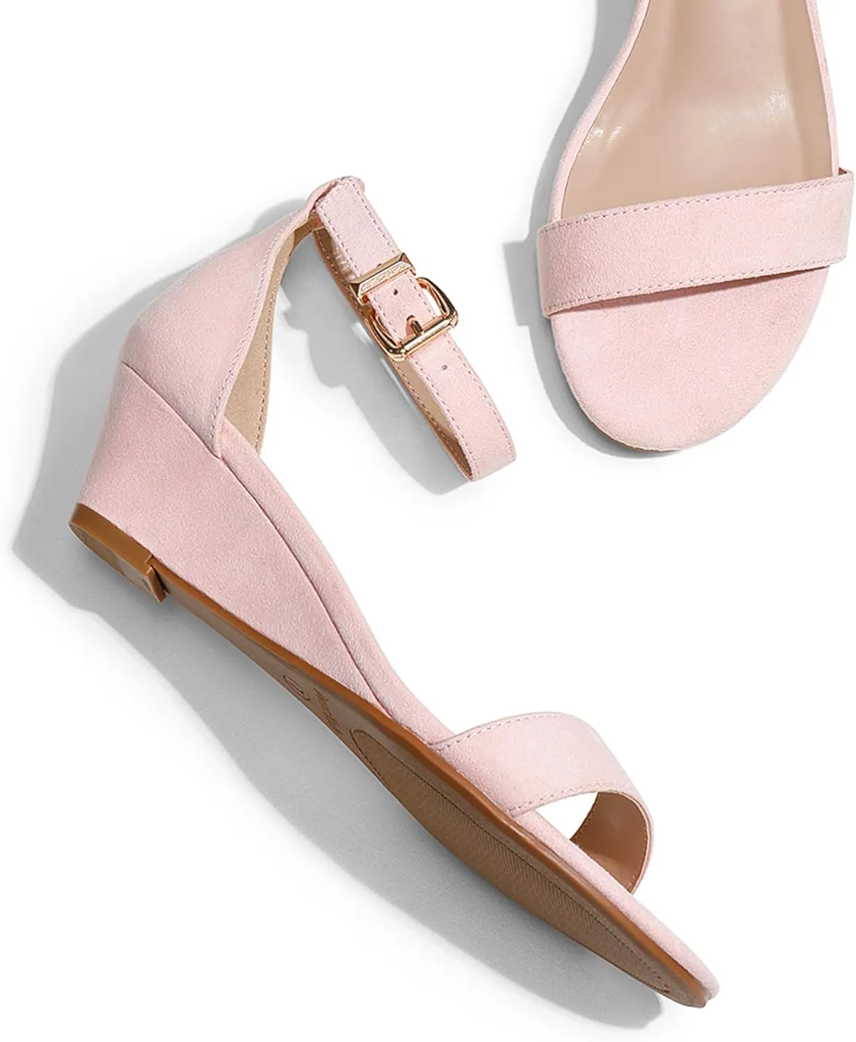 DREAM PAIRS Women's Ingrid Ankle Strap Low Wedge Sandal