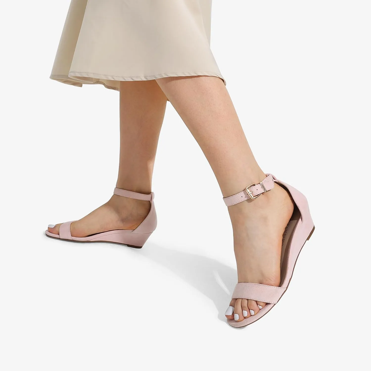 DREAM PAIRS Women's Ingrid Ankle Strap Low Wedge Sandal