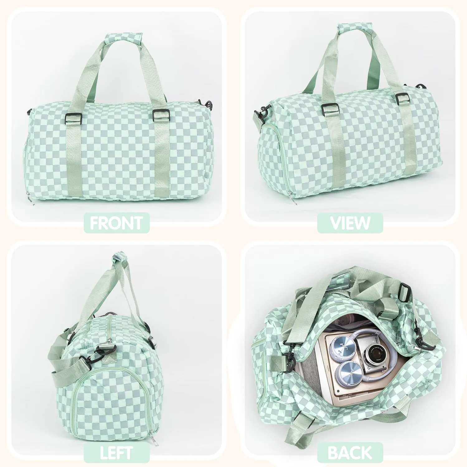 Duffle Bag Personalized Travel Bag for Women Men Custom Weekender Overnight Bag Carry on Bag Holdall Weekend Bag Monogrammed Bridal Shower Bridesmaid Proposal Bag (Pear Green)