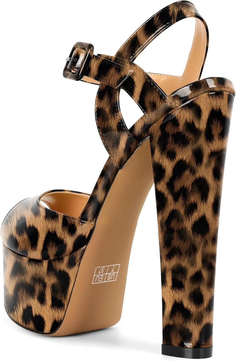 Eldof Womens Platform Sandals Chuncky High Heel Pumps 6" Ankle Strap Peep Toe Sandal Heels Party Dress Casual Shoes