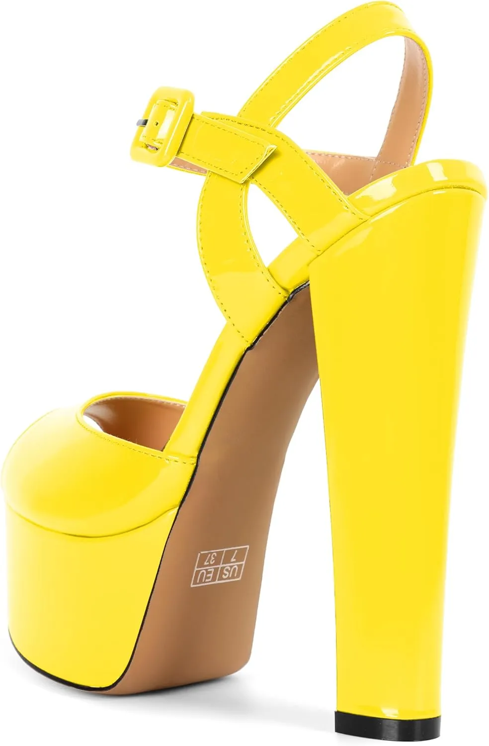 Eldof Womens Platform Sandals Chuncky High Heel Pumps 6" Ankle Strap Peep Toe Sandal Heels Party Dress Casual Shoes