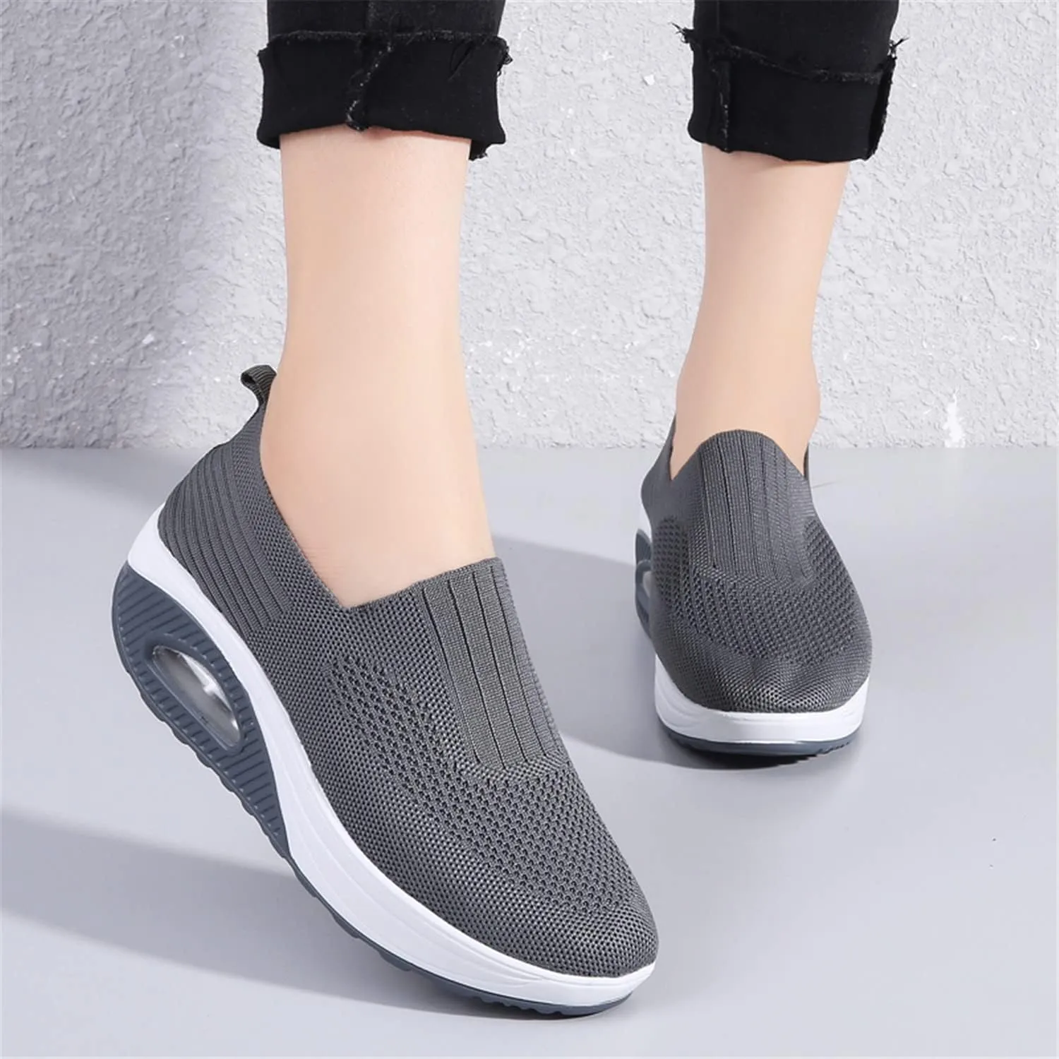 EnllerviiD Women Nurse Sneakers Platform Sneakers Air Cushion Walking Wedge Sneaker Food Service Shoes Ladies Toning Rocker Shoes