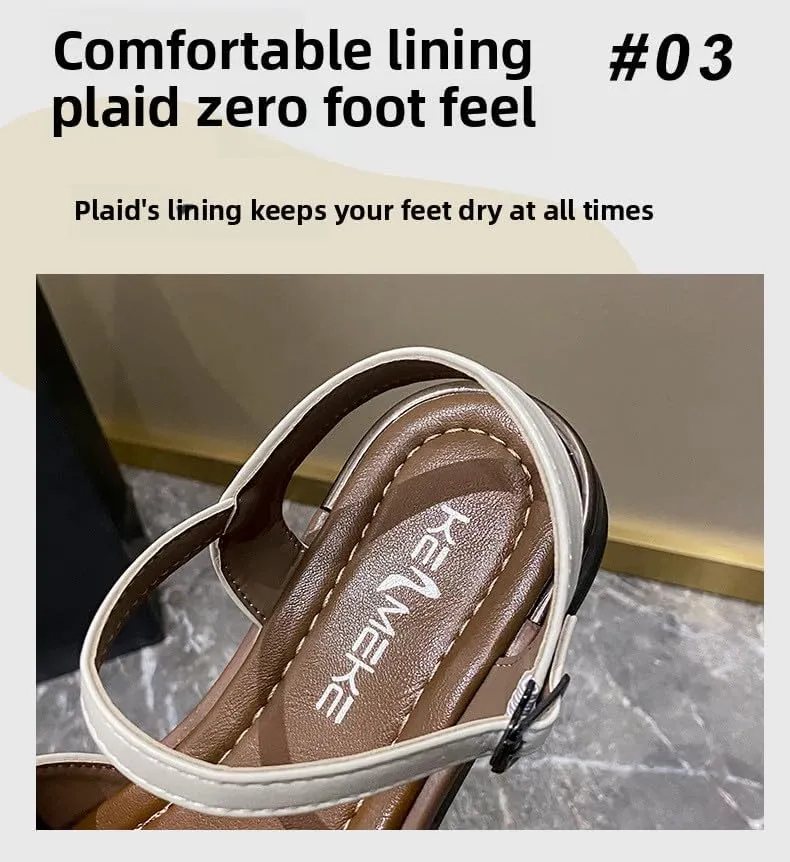 Fashion soft-soled sandals women's summer wear 2025 new casual Roman beach shoes temperament bag head sandals,Wear-resistant and lightweight, skin-friendly, comfortable