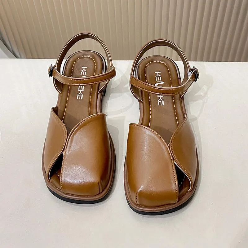 Fashion soft-soled sandals women's summer wear 2025 new casual Roman beach shoes temperament bag head sandals,Wear-resistant and lightweight, skin-friendly, comfortable