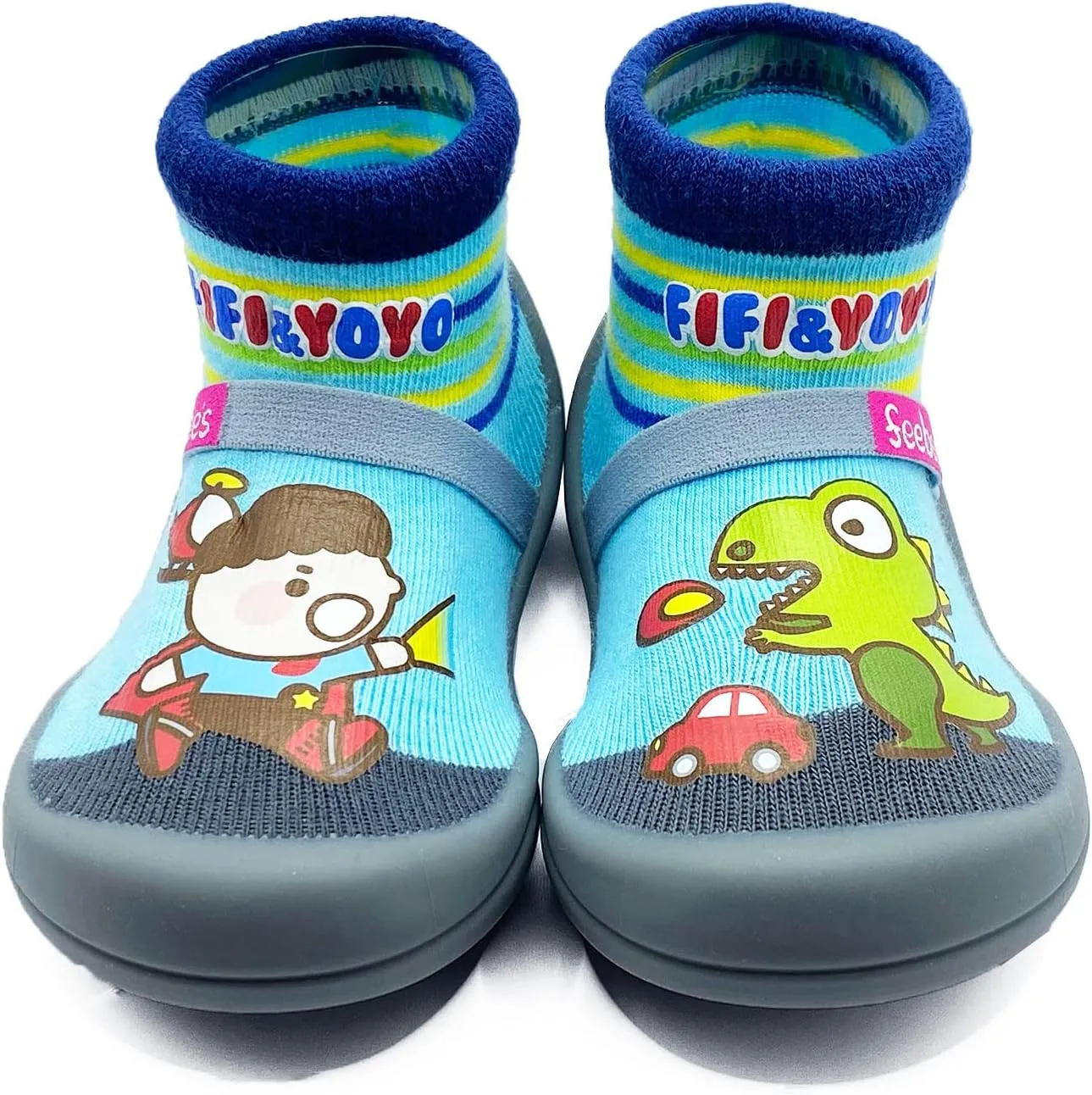 Feebee's Baby Sock Shoes Baby Walking Shoes Infant Non-Slip Lightweight Slippers with Soft Rubber Sole Baby Boys Girls Slip On Sneakers