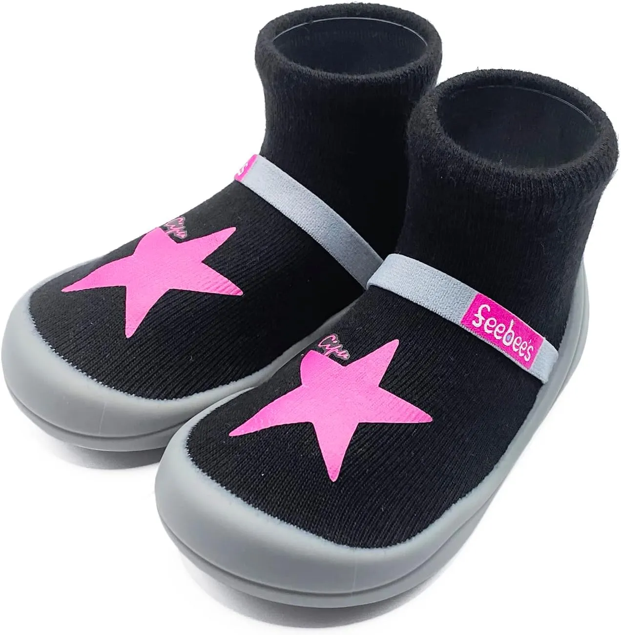 Feebee's Baby Sock Shoes Baby Walking Shoes Infant Non-Slip Lightweight Slippers with Soft Rubber Sole Baby Boys Girls Slip On Sneakers