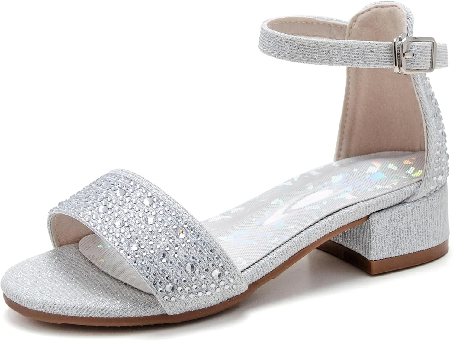 Felix & Flora Girls Sandals Low Heels Open Toe Flower Girl Dress Shoes