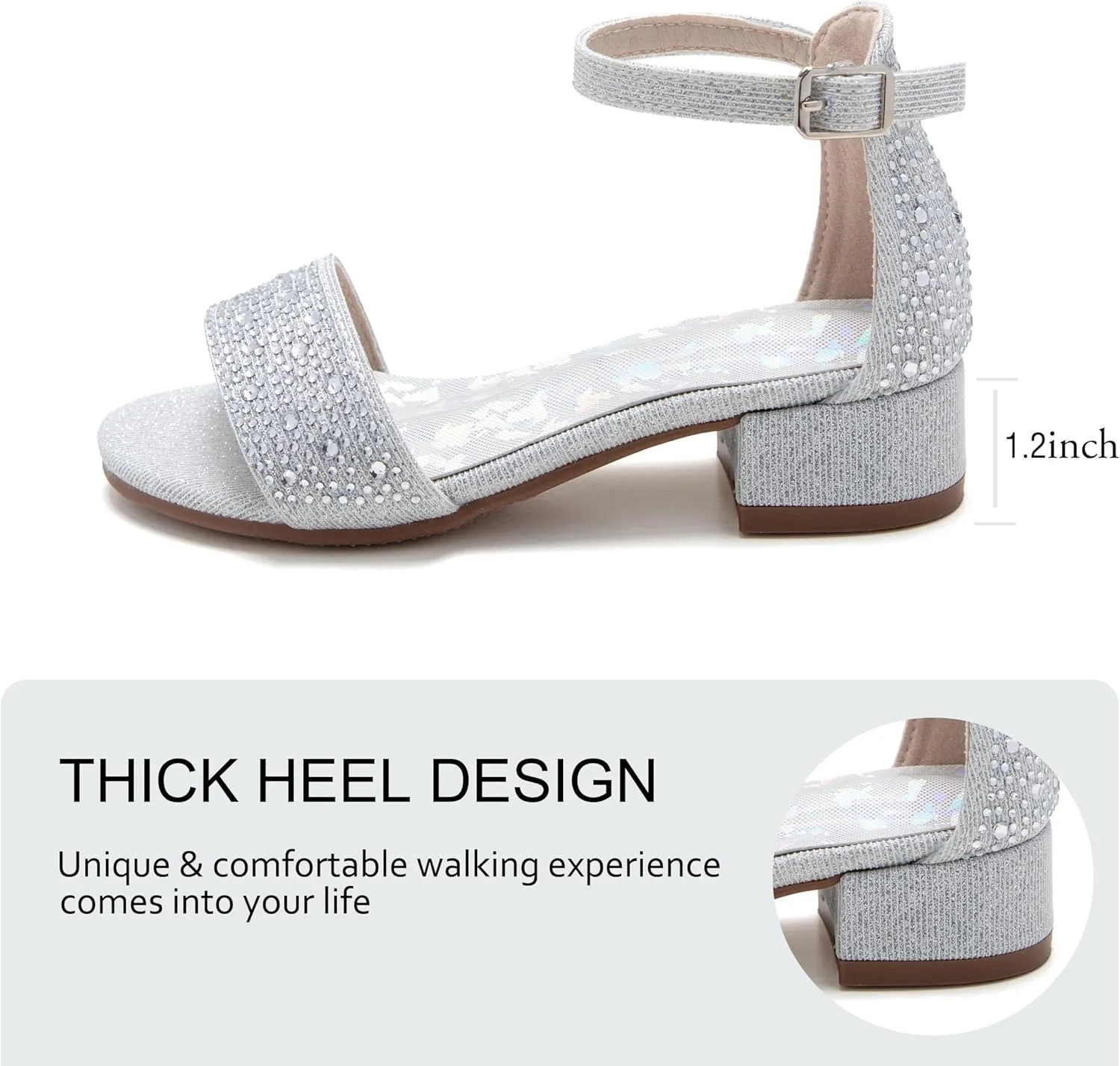 Felix & Flora Girls Sandals Low Heels Open Toe Flower Girl Dress Shoes