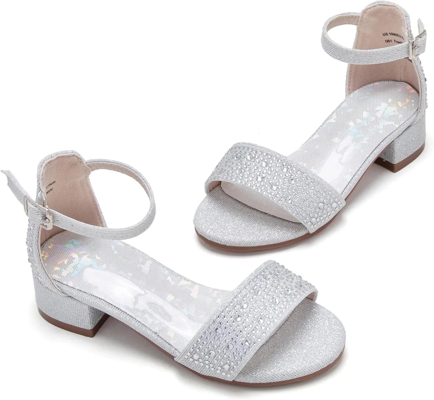 Felix & Flora Girls Sandals Low Heels Open Toe Flower Girl Dress Shoes