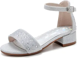 Felix & Flora Girls Sandals Low Heels Open Toe Flower Girl Dress Shoes