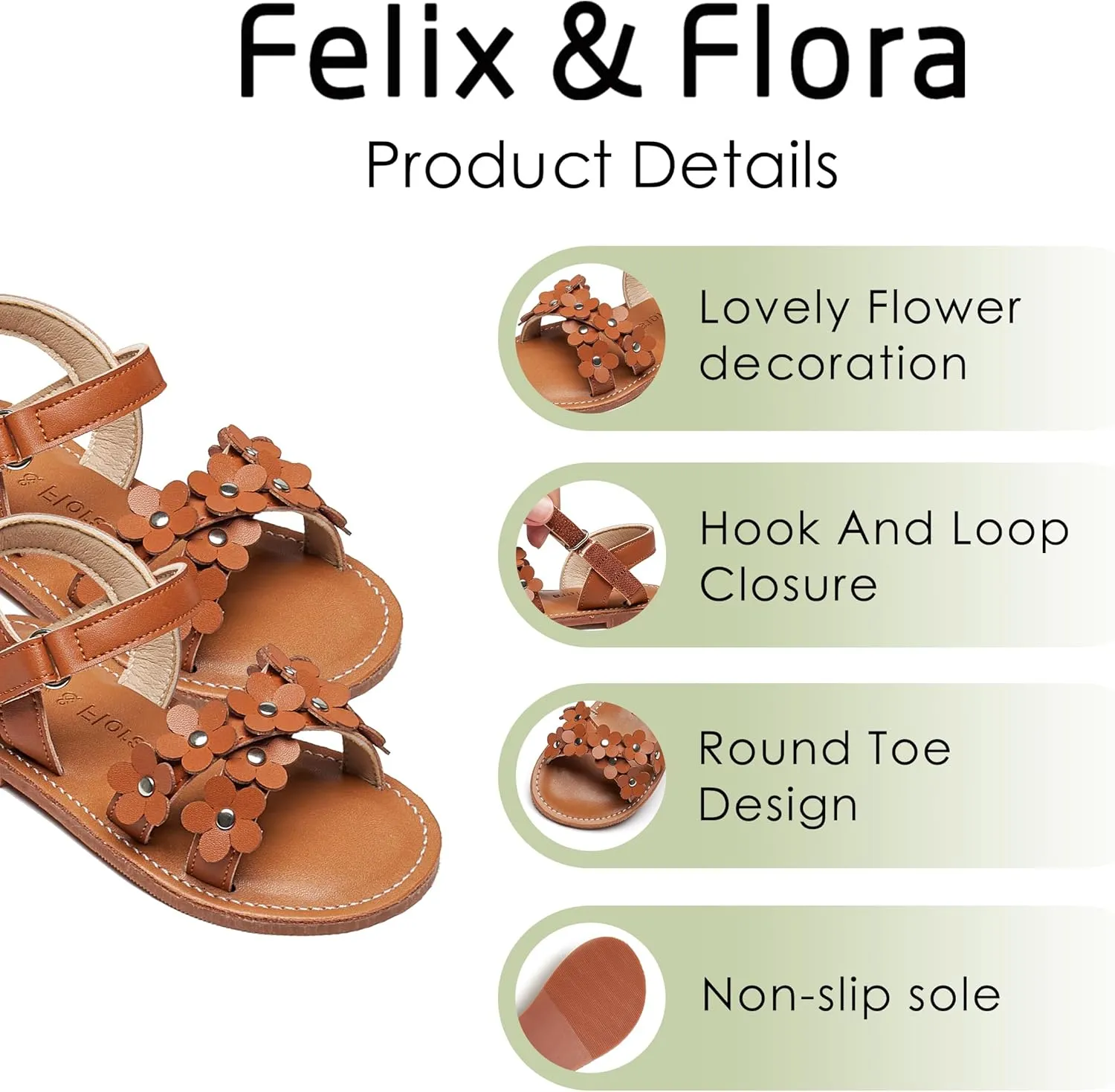 Felix & Flora Toddler Girl Sandals -Flower Girl Dress Shoes Open Toe Little Kid Summer Flats