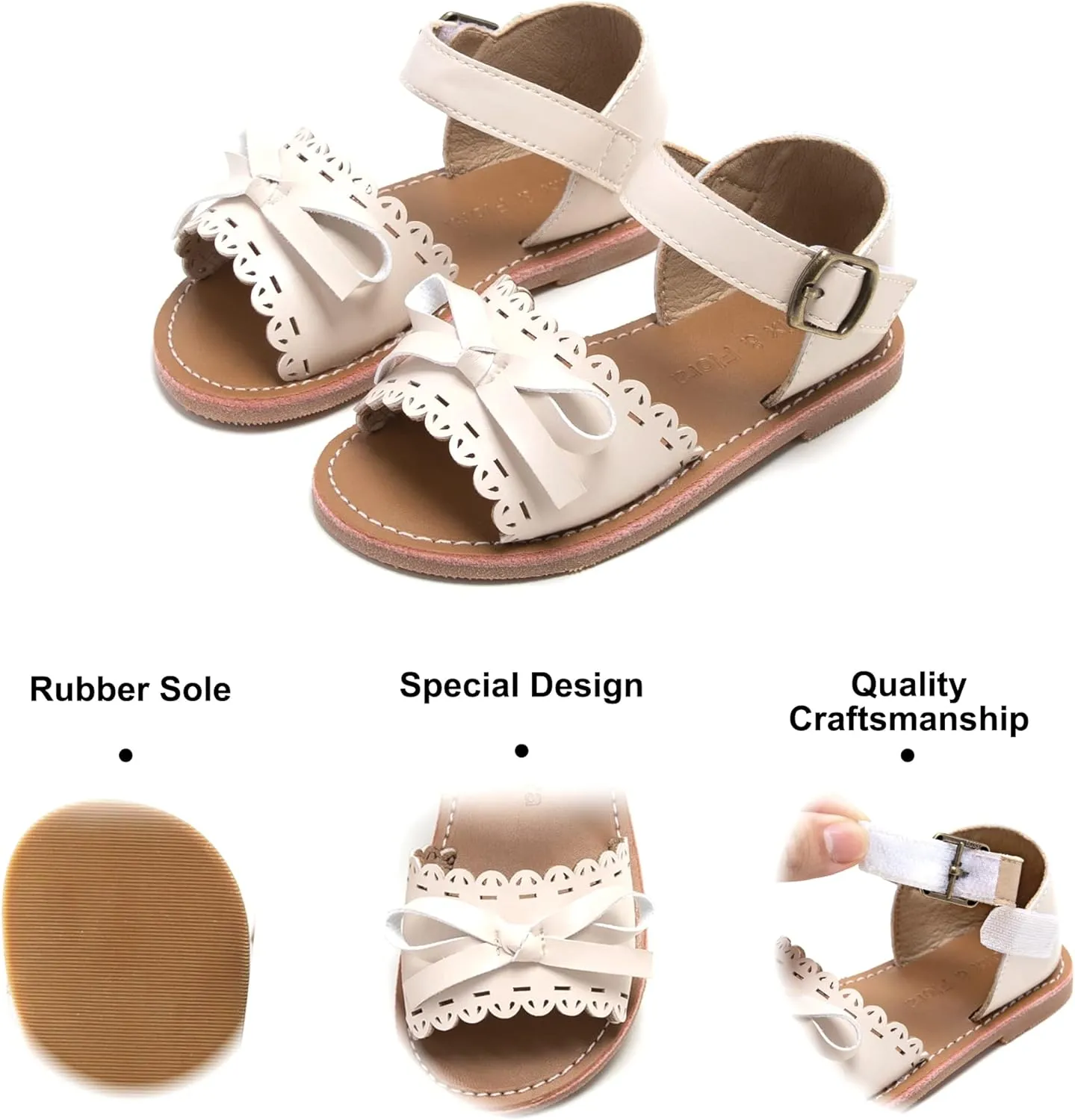 Felix & Flora Toddler Girl Sandals - Little Girl Easter Summer Dress Shoes Lightweight Open Toe Beach Holiday.