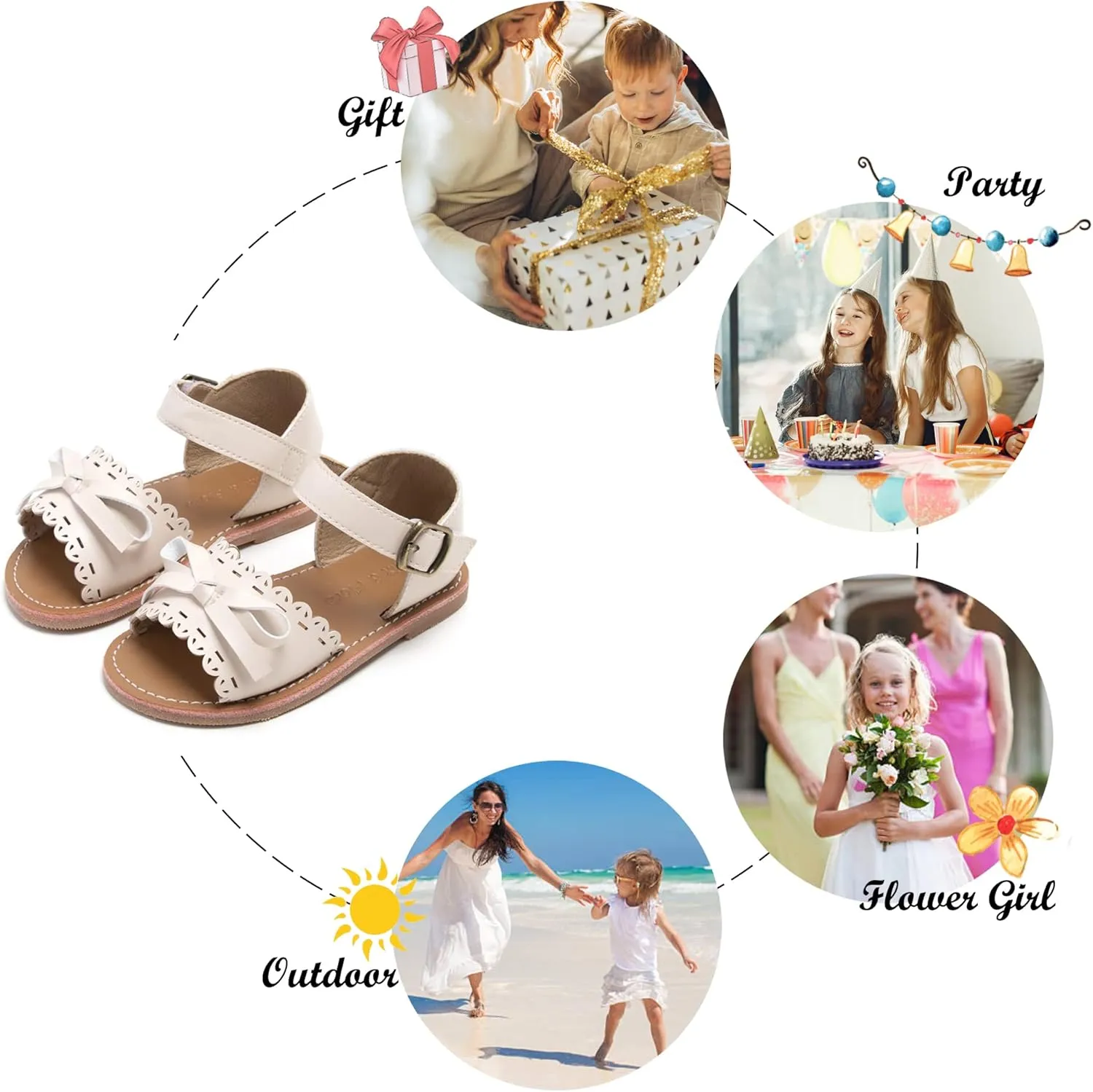 Felix & Flora Toddler Girl Sandals - Little Girl Easter Summer Dress Shoes Lightweight Open Toe Beach Holiday.