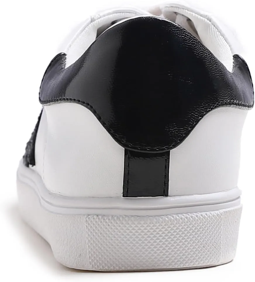 FEVERSOLE Women's Featured PU Leather Colorful Lace Up Sneaker