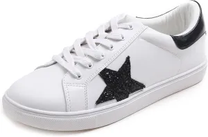 FEVERSOLE Women's Featured PU Leather Colorful Lace Up Sneaker