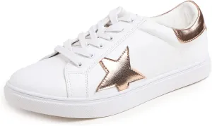 FEVERSOLE Women's Featured PU Leather Colorful Lace Up Sneaker