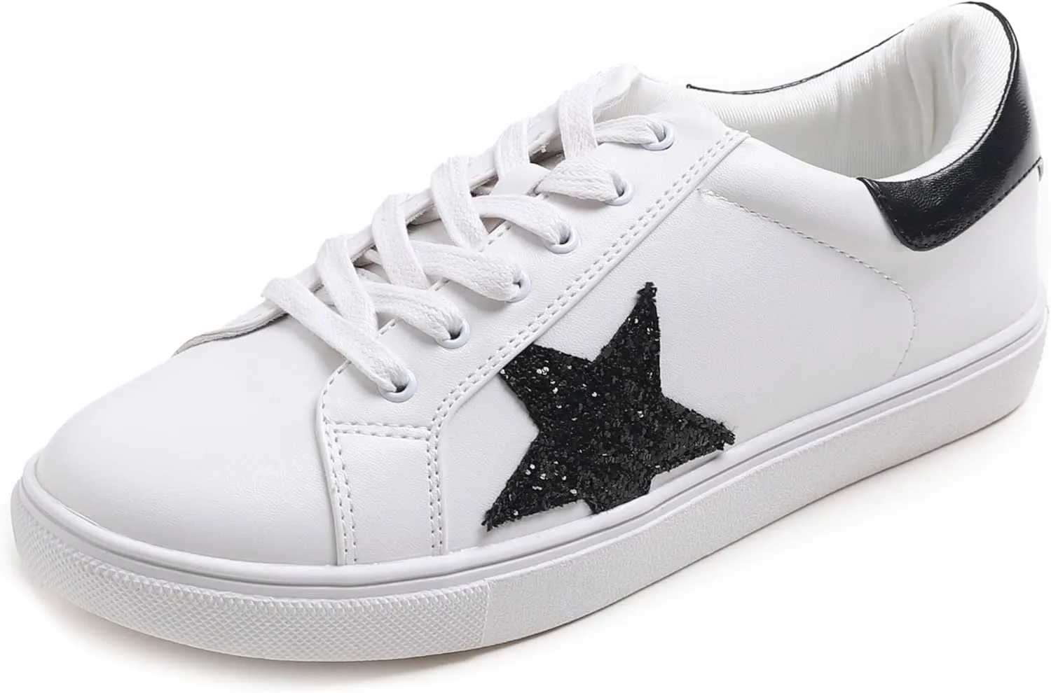 FEVERSOLE Women's Featured PU Leather Colorful Lace Up Sneaker