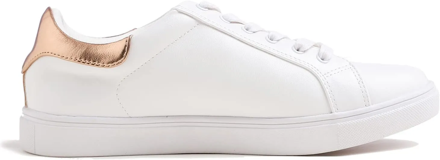 FEVERSOLE Women's Featured PU Leather Colorful Lace Up Sneaker