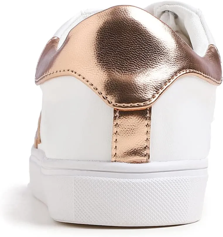 FEVERSOLE Women's Featured PU Leather Colorful Lace Up Sneaker