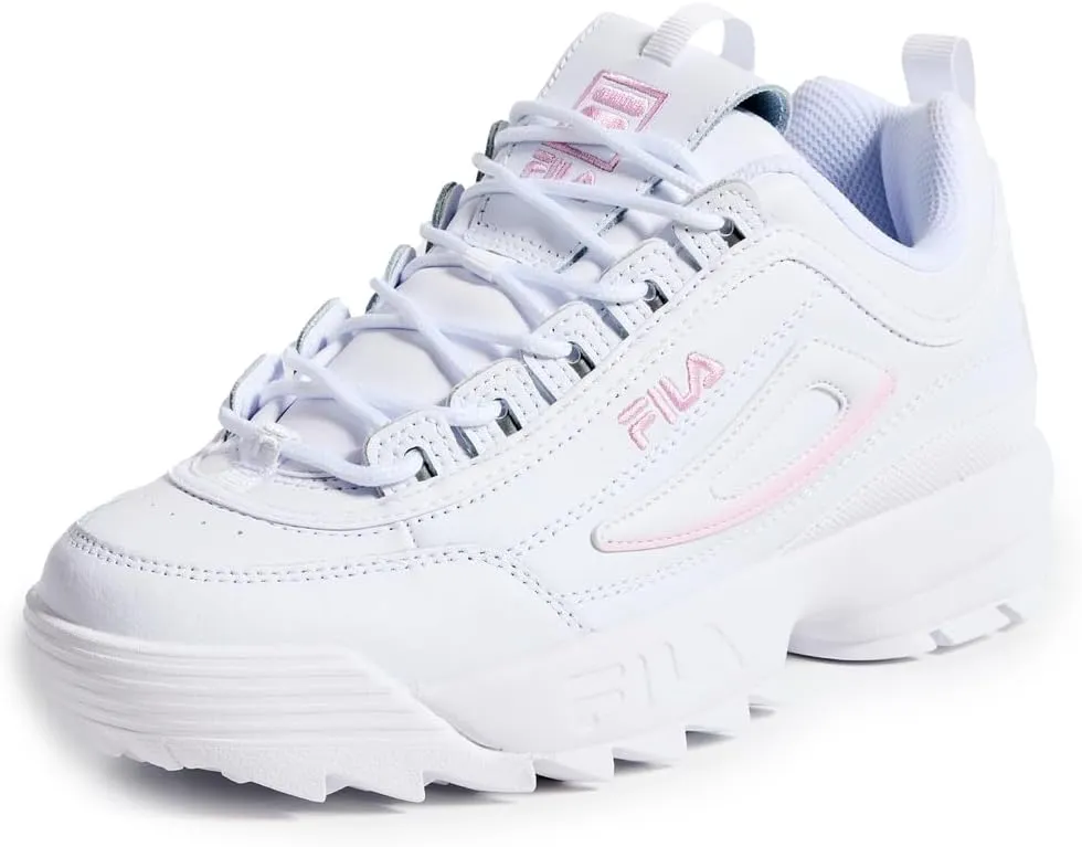 Fila Women's Disruptor II Premium Sneakers, White/Pirouette/White, 9 Medium US