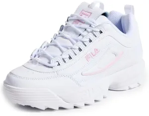 Fila Women's Disruptor II Premium Sneakers, White/Pirouette/White, 9 Medium US