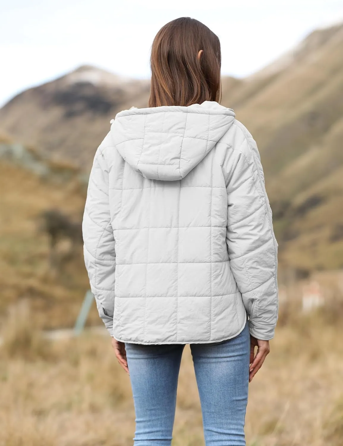 Fiona Jolin Women's Quilted Pullover Puffer Jacket Lightweight Oversized Hoodie Warm Winter Coats Outerwear