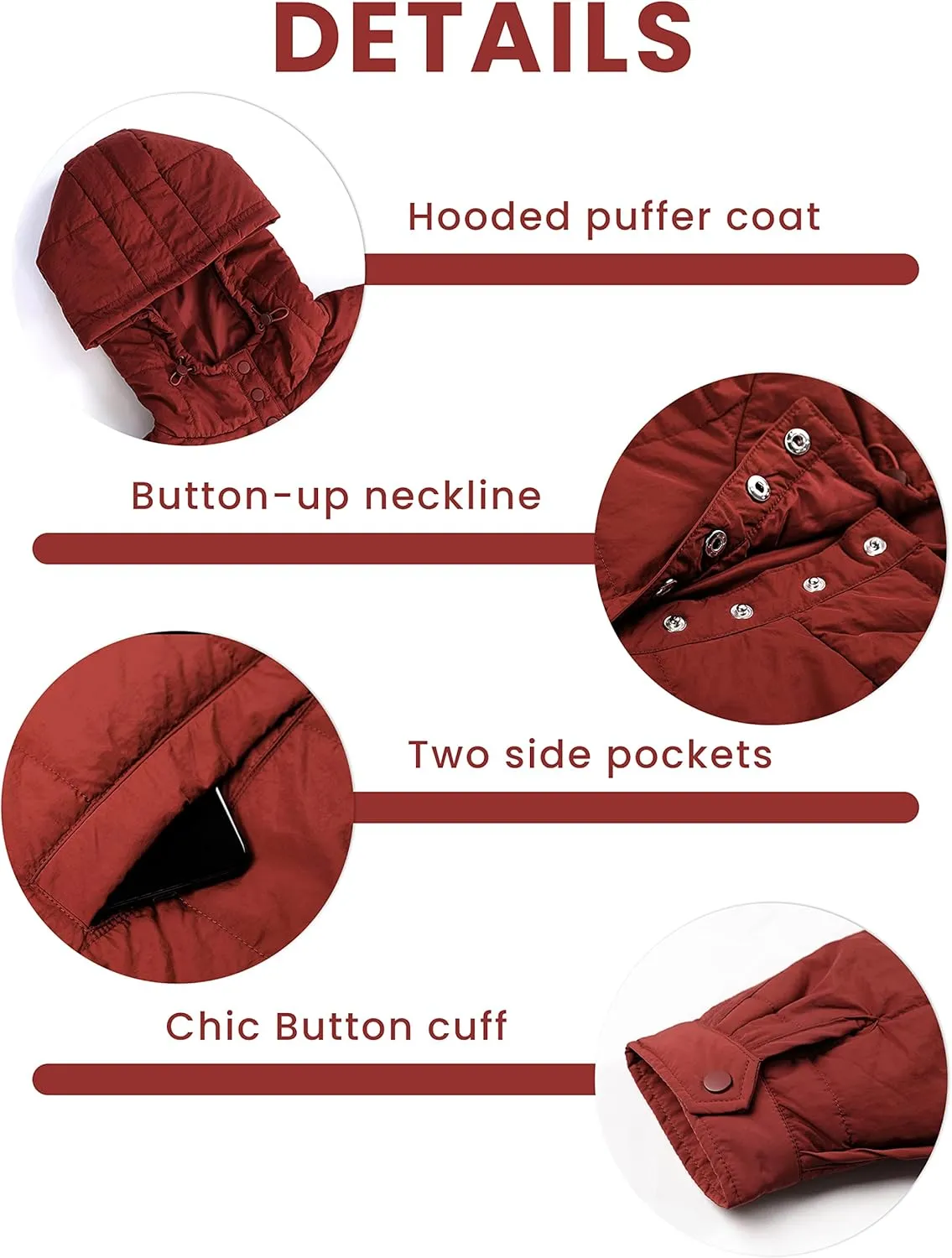 Fiona Jolin Women's Quilted Pullover Puffer Jacket Lightweight Oversized Hoodie Warm Winter Coats Outerwear