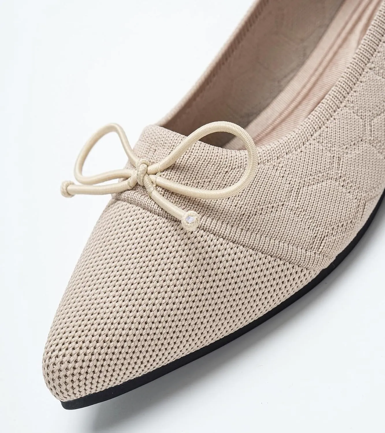 Flats for Womens Classic Pointed Toe Ballet Flats Comfortable Knit Dressy Bow Lightweight Casual for Work Office Flats Shoes