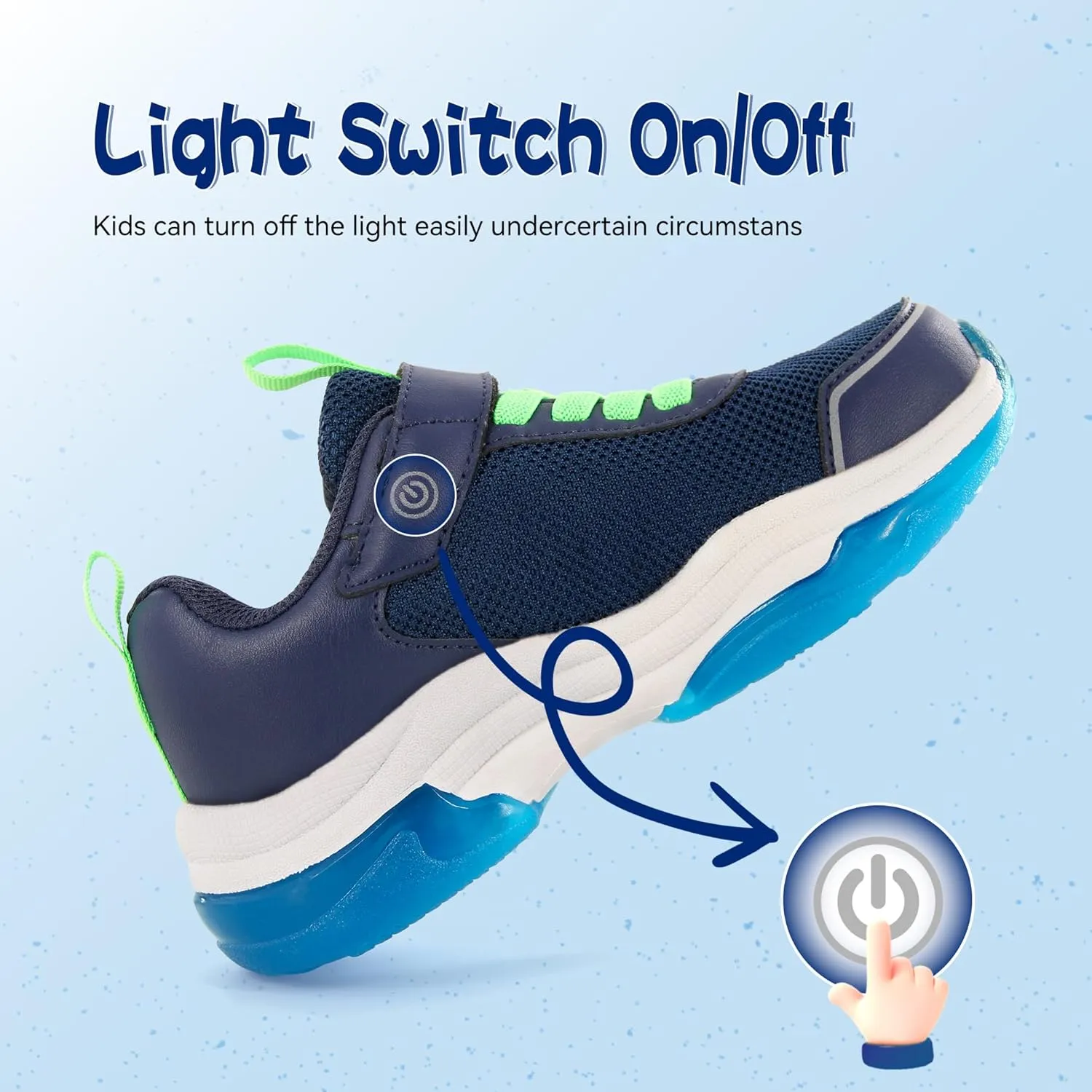 Floranate Little Kids Light Up Shoes for Girls Boys Tennis Sneakers with Switch Strap Walking Shoes Athletic Footwear Toddler Size 10 to Size 2 Lightweight