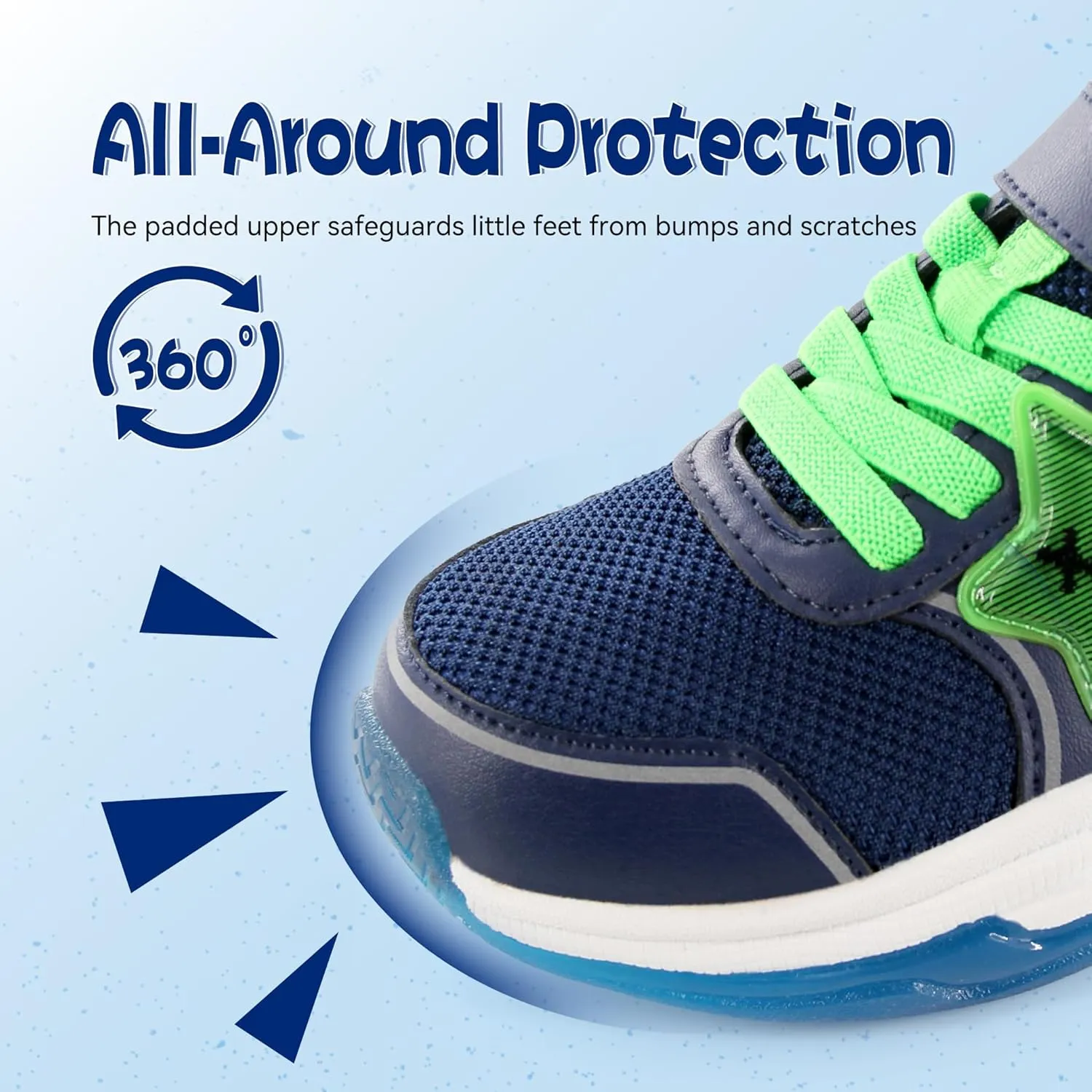 Floranate Little Kids Light Up Shoes for Girls Boys Tennis Sneakers with Switch Strap Walking Shoes Athletic Footwear Toddler Size 10 to Size 2 Lightweight