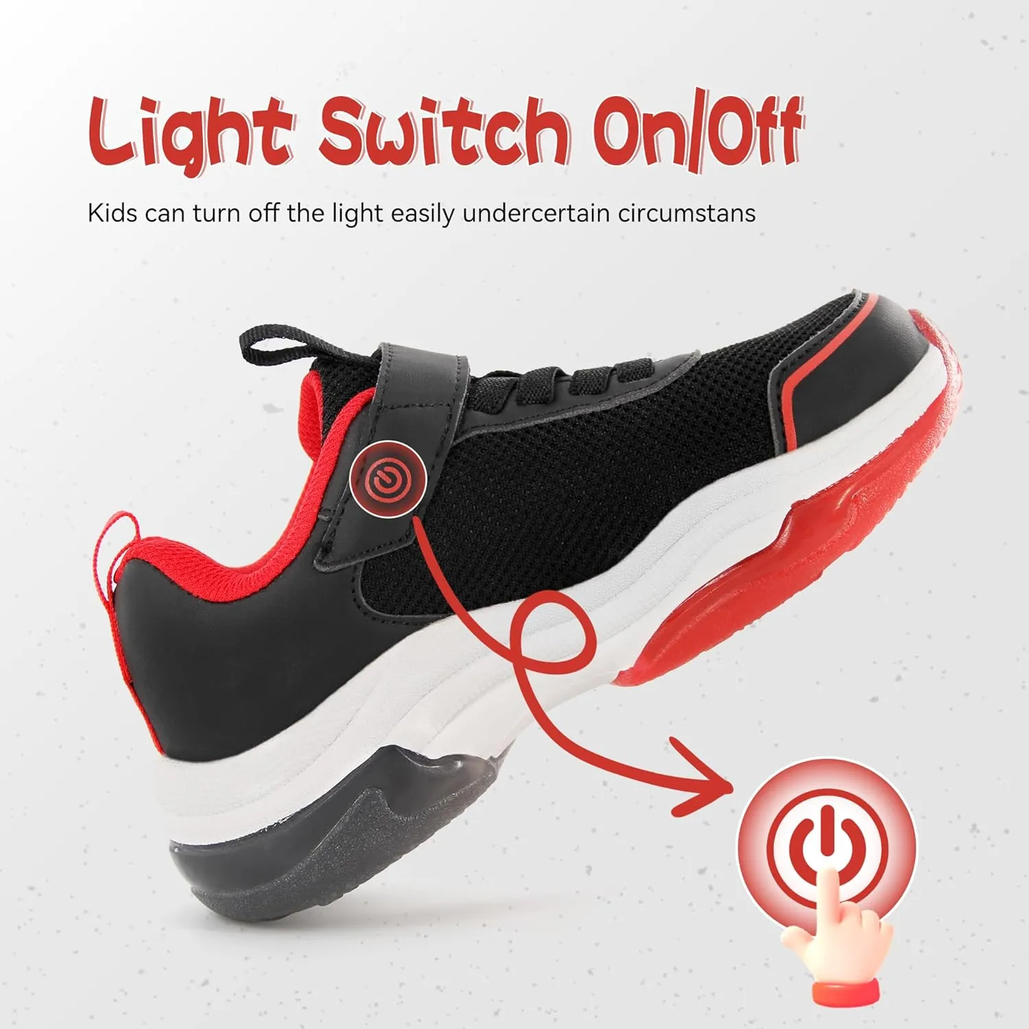 Floranate Little Kids Light Up Shoes for Girls Boys Tennis Sneakers with Switch Strap Walking Shoes Athletic Footwear Toddler Size 10 to Size 2 Lightweight