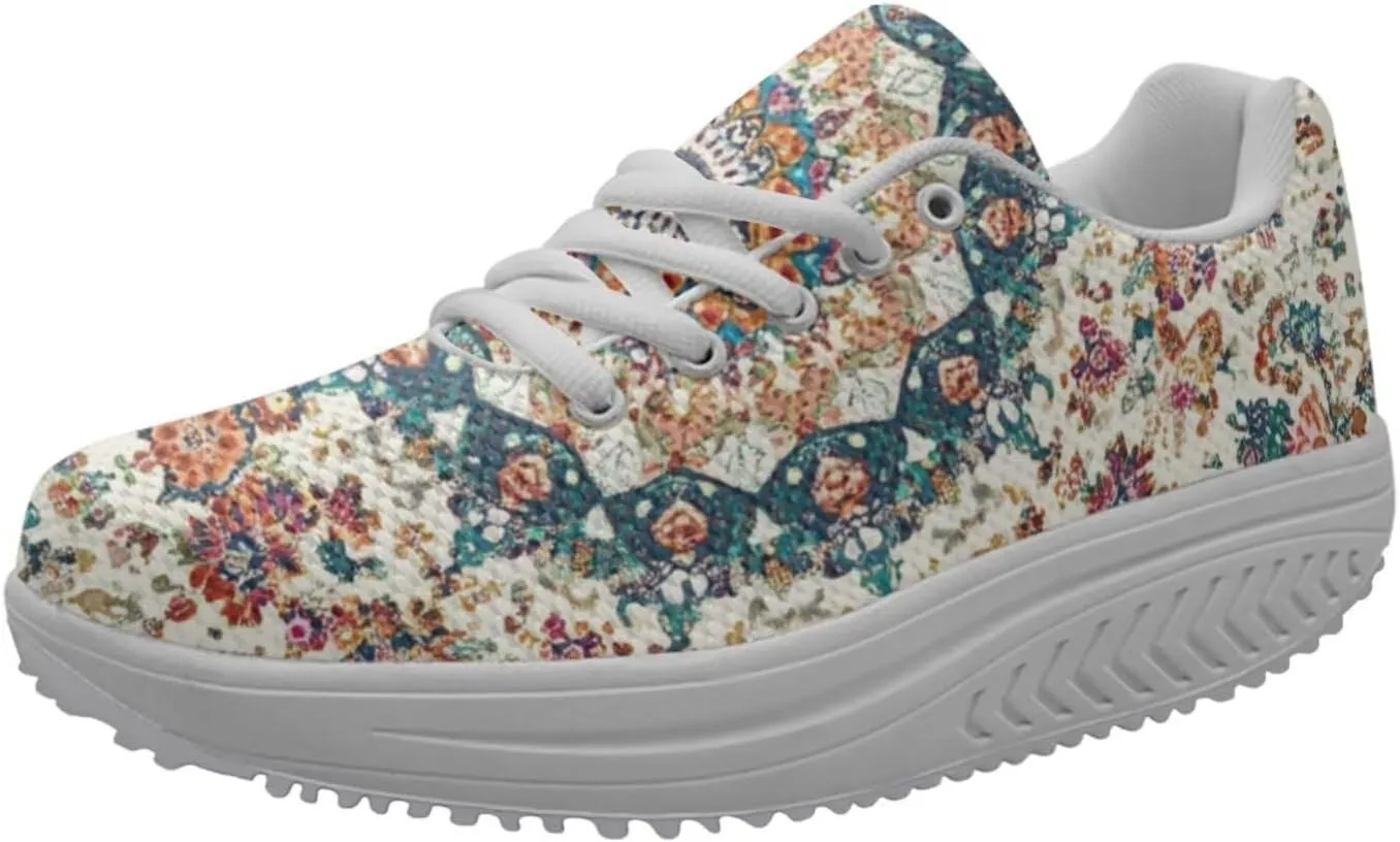 FOR U DESIGNS Women's Sneakers Platform Walking Shoes Casual Lace Up Running Shoes