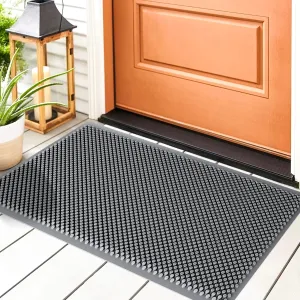 Fowooyeen Outdoor Door Mat, 30'' x 17'' Silicone Scraper, Non-Slip Washable Weatherproof Entrance Mat, Low-Profile Shoe Cleaner for Indoor or Outdoor Use, Gray