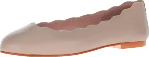 French Sole Jigsaw - Flats for Women - Leather Lining - Rubber Outsole - Scalloped Topline - Rounded Toe Taupe Nappa 9 M