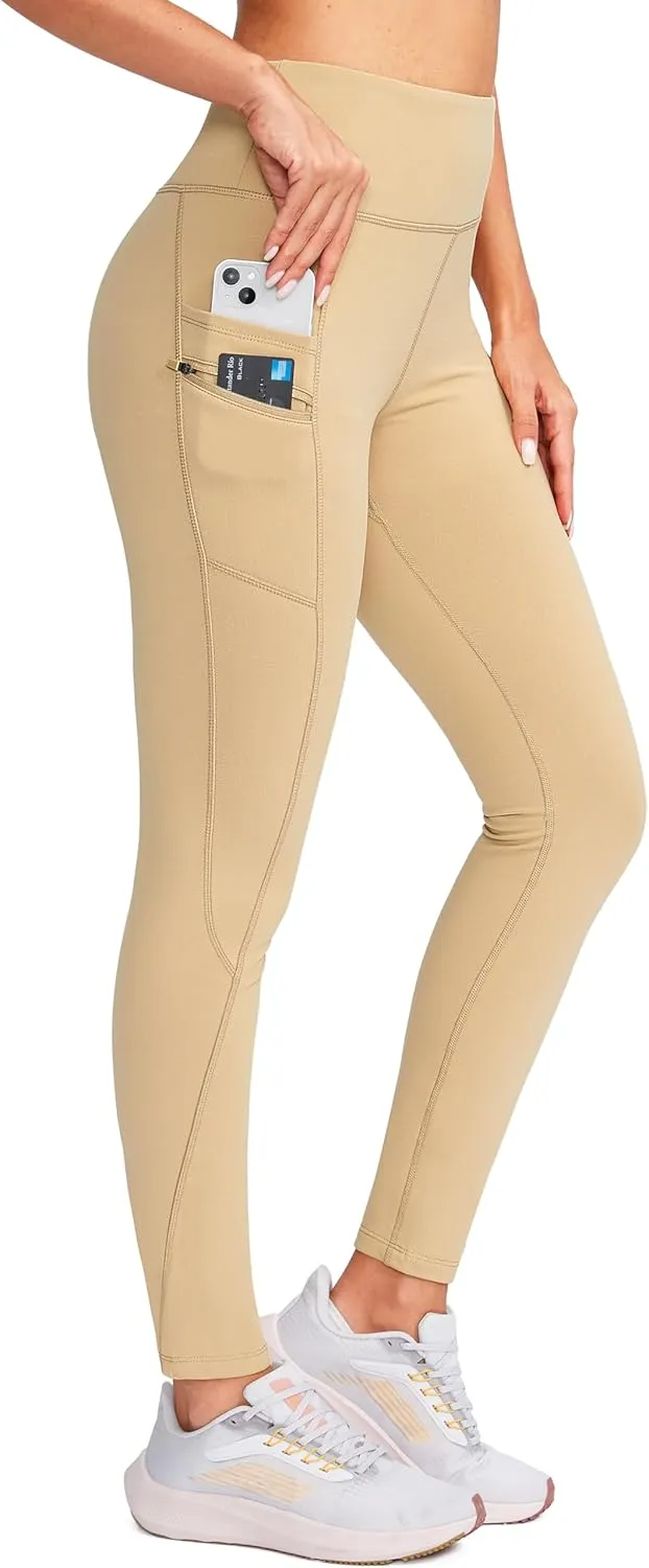 G Gradual Women's Fleece Lined Winter Leggings with Pockets Water Resistant High Waisted Thermal Warm Pants Running Hiking