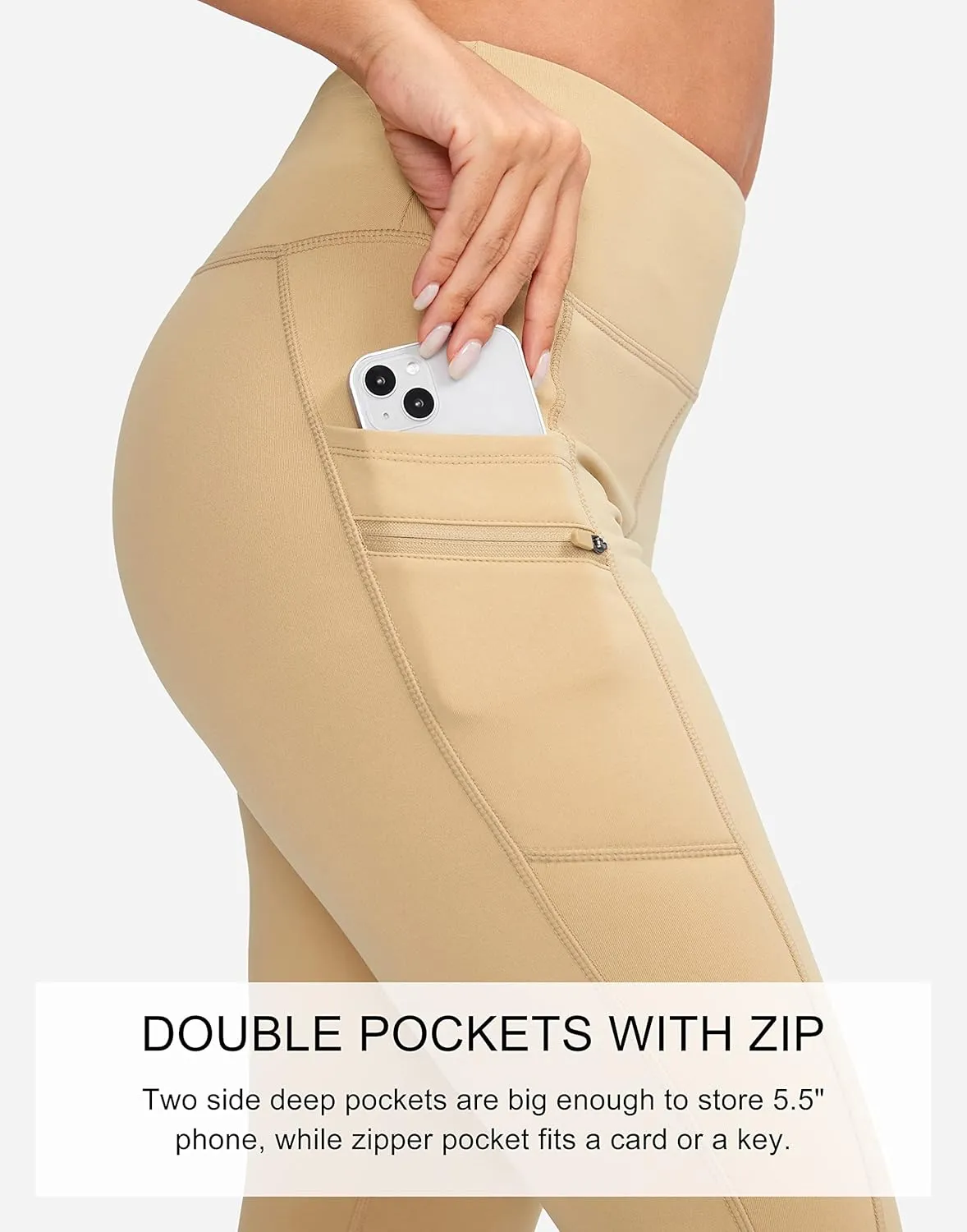 G Gradual Women's Fleece Lined Winter Leggings with Pockets Water Resistant High Waisted Thermal Warm Pants Running Hiking