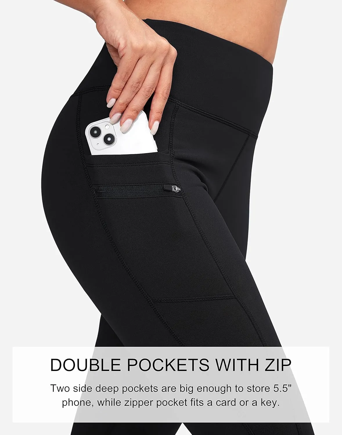G Gradual Women's Fleece Lined Winter Leggings with Pockets Water Resistant High Waisted Thermal Warm Pants Running Hiking