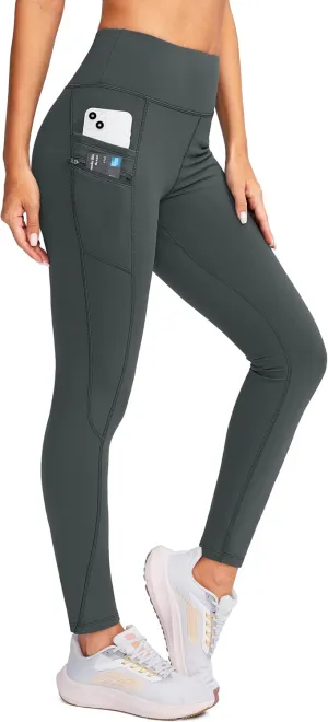 G Gradual Women's Fleece Lined Winter Leggings with Pockets Water Resistant High Waisted Thermal Warm Pants Running Hiking
