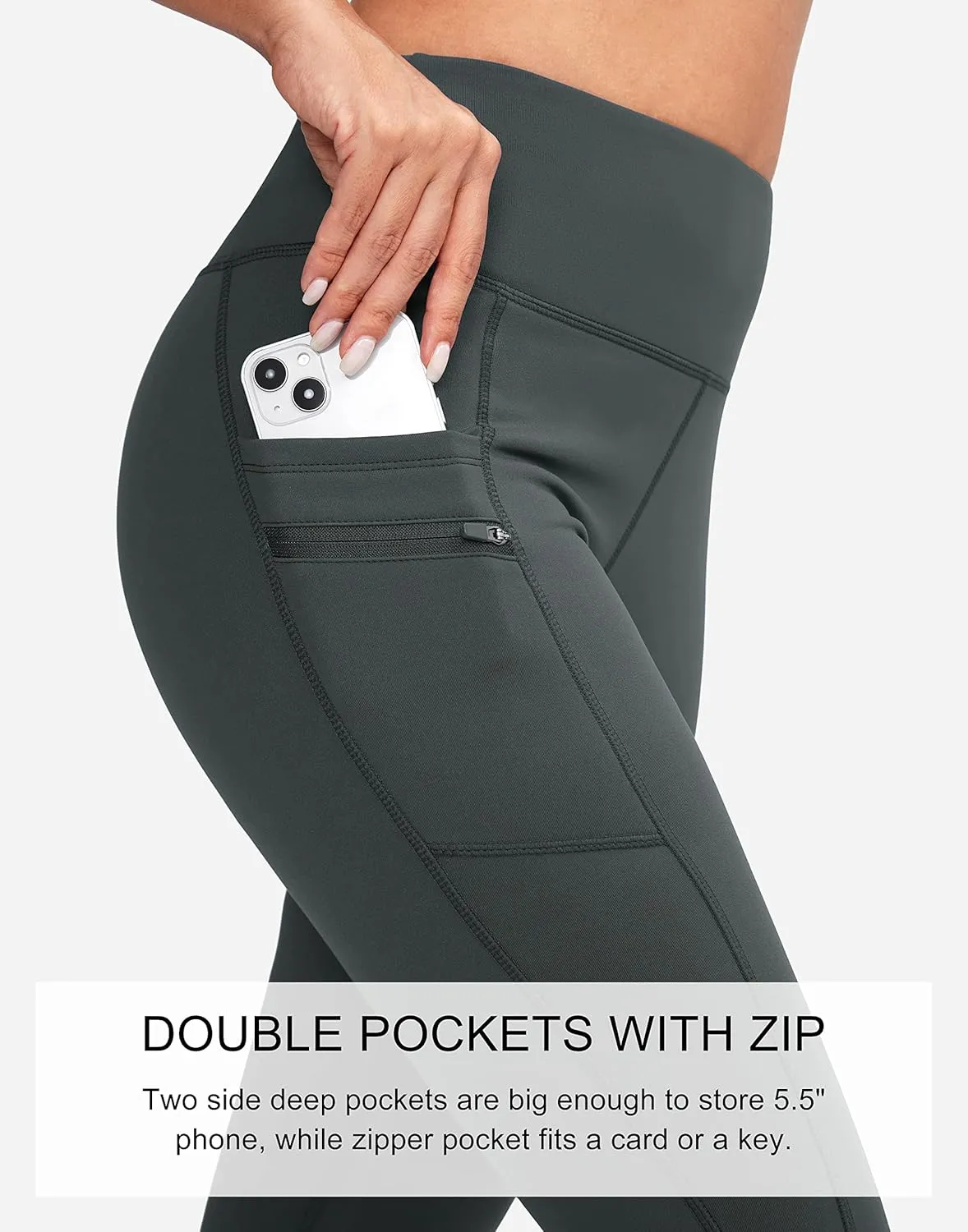 G Gradual Women's Fleece Lined Winter Leggings with Pockets Water Resistant High Waisted Thermal Warm Pants Running Hiking