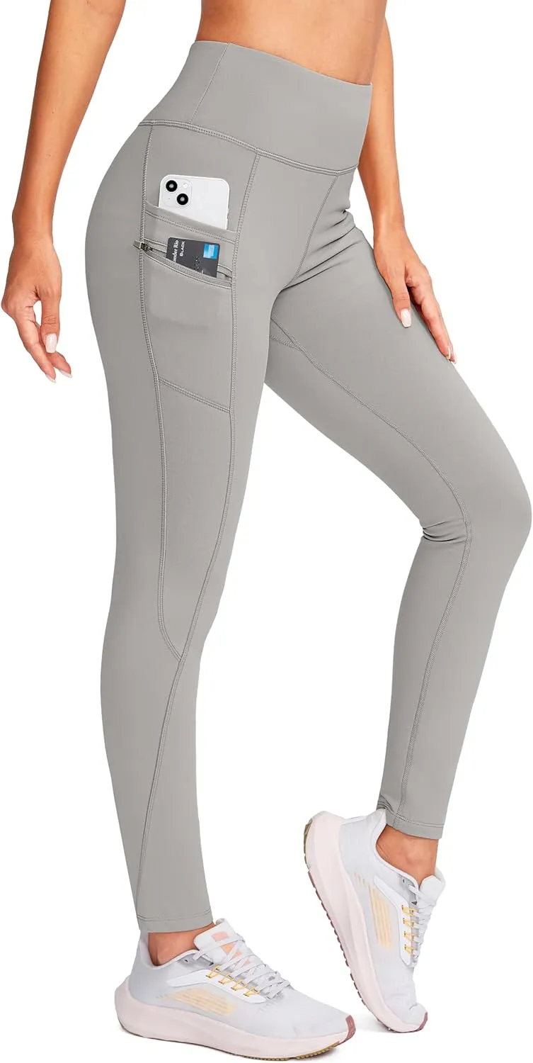 G Gradual Women's Fleece Lined Winter Leggings with Pockets Water Resistant High Waisted Thermal Warm Pants Running Hiking