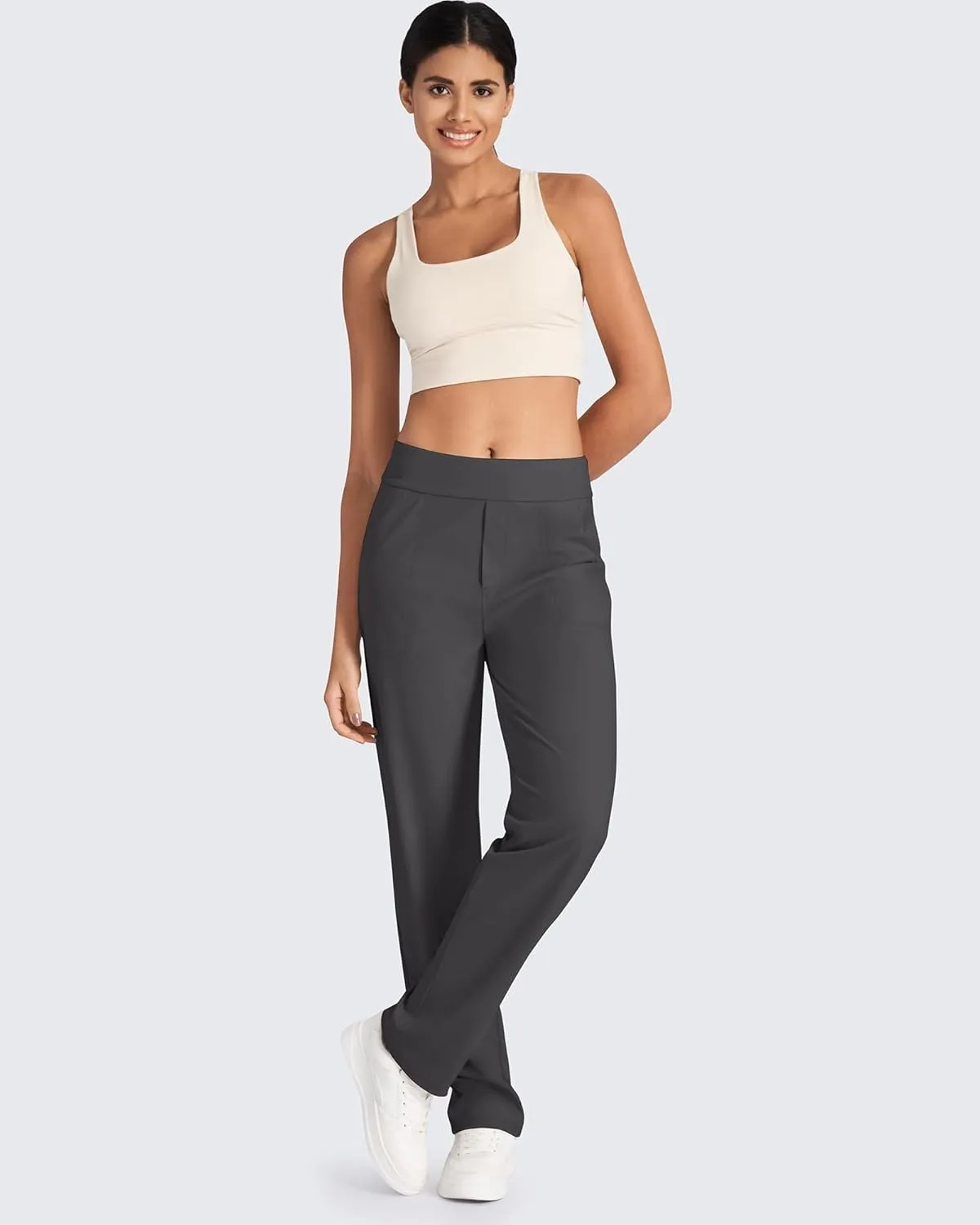G4Free ShiftReady Yoga Pants Women High Waist Dress Work Pants with Pockets Wide Leg Business Casual Trousers 28"/30"/32"