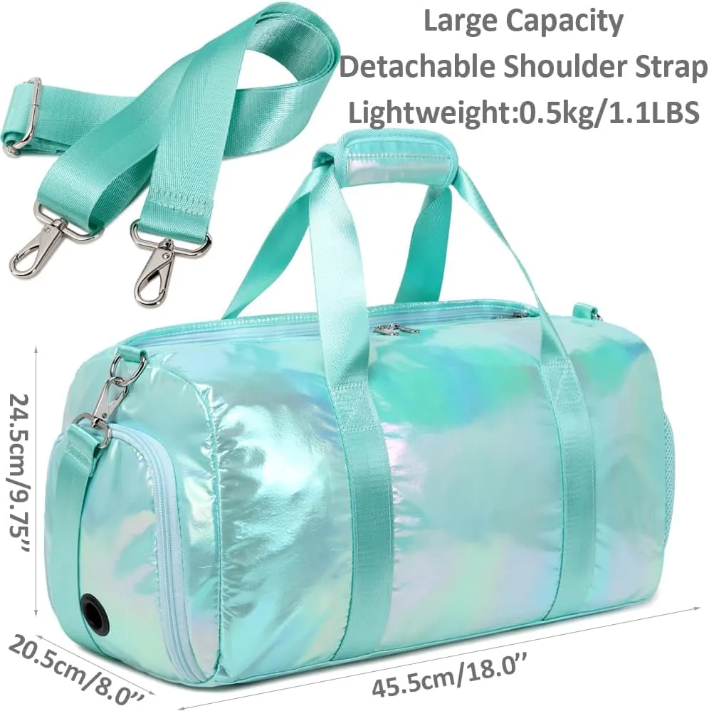 Gym Bag for Girls Sports Duffle Bag for Teen Girls Dance Bag with Shoes Compartment Wet Pocket Overnight Sleepover Bag Travel Duffle for Girls Teens